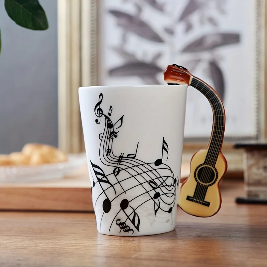 

Ceramic Music Mug with Electric Guitar Design Creative Enamel Coffee Cup Gift Box