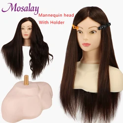 50% Human Hair Mannequin Head With Stand Holder With Shoulder For Hairdressing Styling Training Head Professional Practice Doll