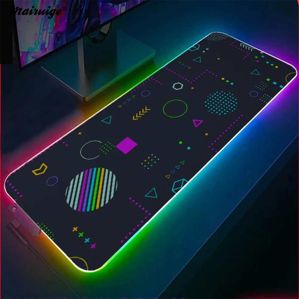 

Mouse Pad Neon Gradient Geometric Gaming Accessories Desk Gadgets Mousepad 900x400 Desk Office Items Desk Mat Extended Pad