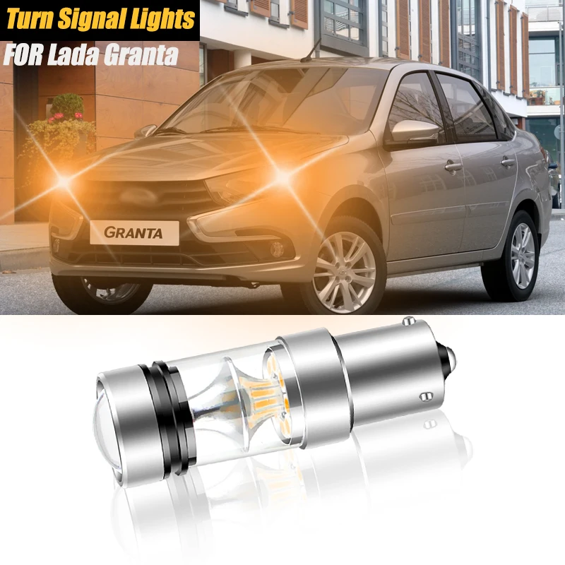 2x Canbus Yellow BAU15S PY21W LED Turn Signal Lights Lamp No Hyper flash For Lada Granta 2190 20112012 2013 2014 2015 2016  2017