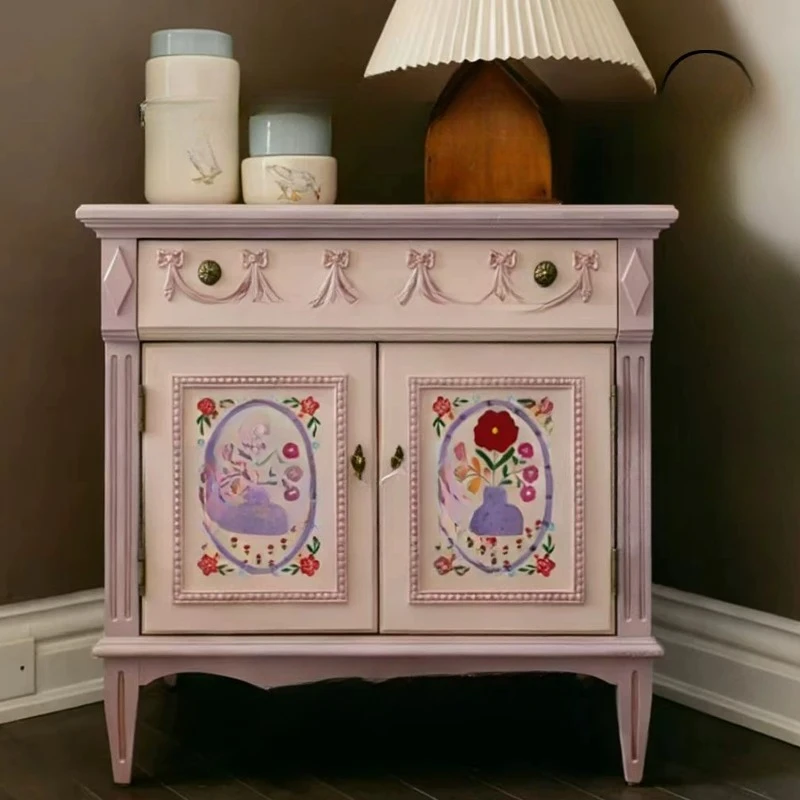Medieval side cabinet wabi-sabi large-capacity     locker