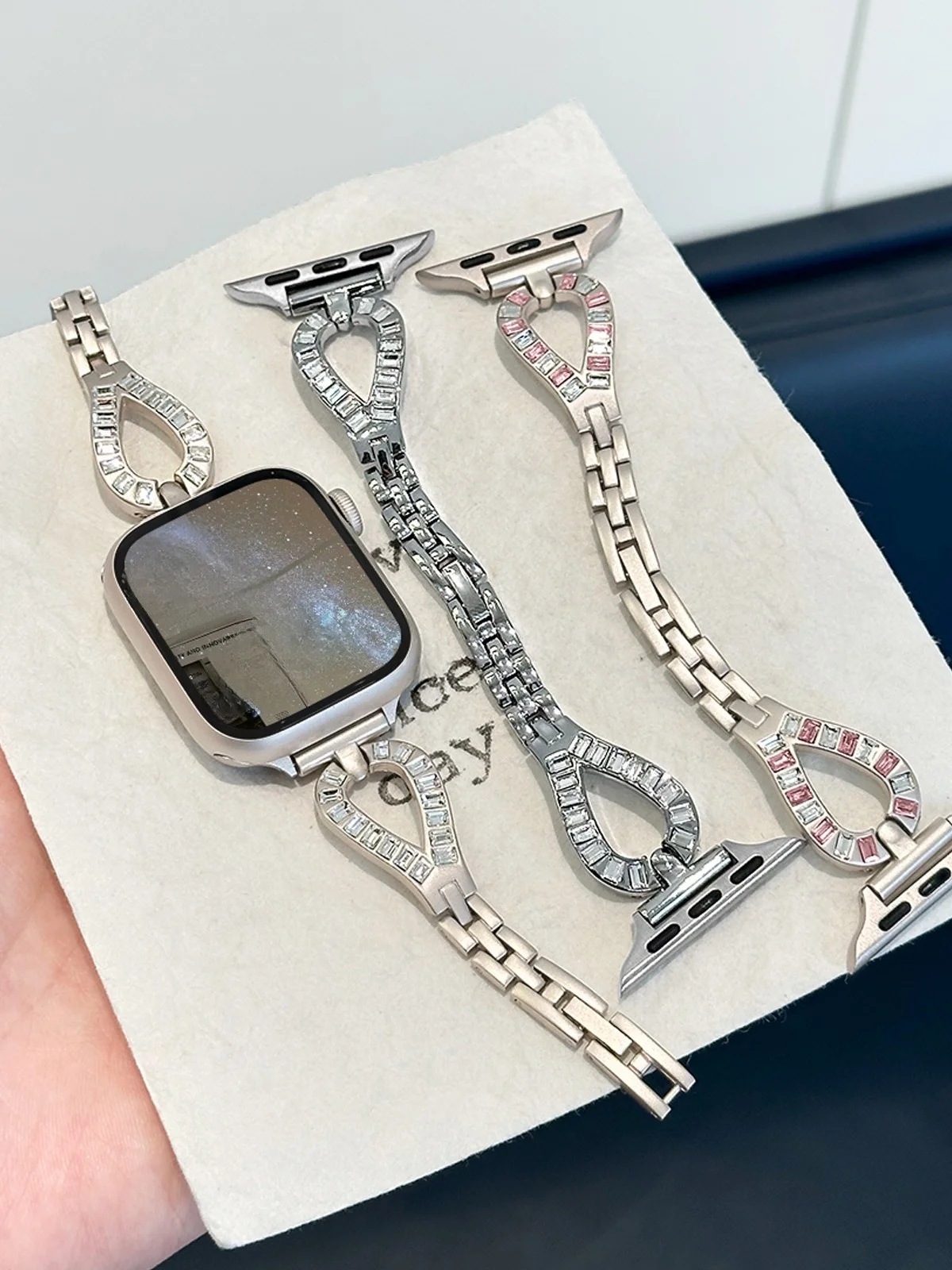 

Waterdrop Diamond Metal Compatible iWatch Strap 38mm 40mm 41mm 42mm 44mm 45mm 49mm Fashion Strap