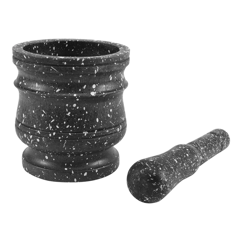 A47U Granite Pattern Pestle Set Stone Herb Spice Grinder Solid Grinder Cooking Set