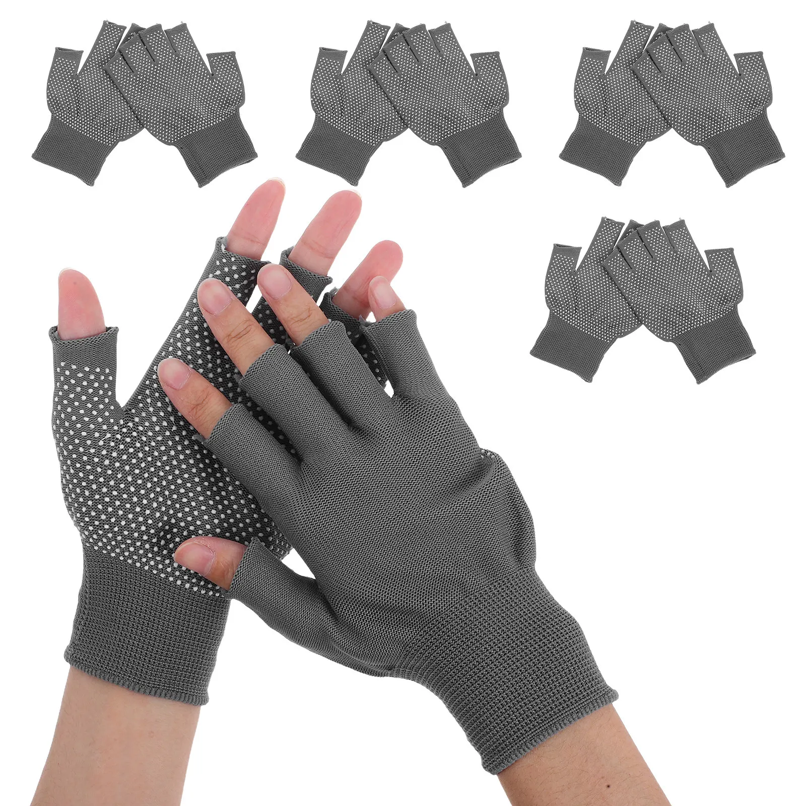 

5 Pairs Fingerless Work Gloves for Safety Work Outdoor Driving Cycling Hiking And Cold Weather Half Finger Gloves Mittens Gloves