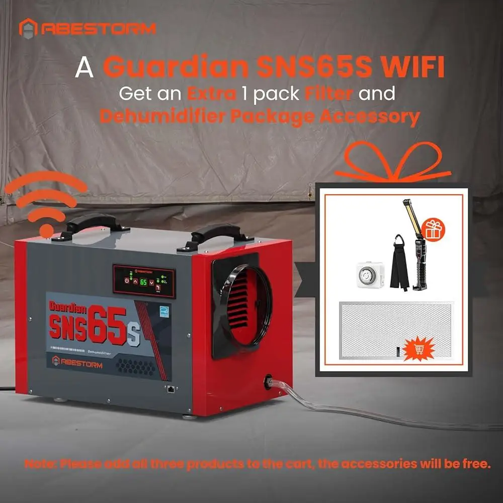 Wi-Fi Controlled Crawl Space Dehumidifier with Automatic Defrost Drainage Solution Commercial and Residential Use