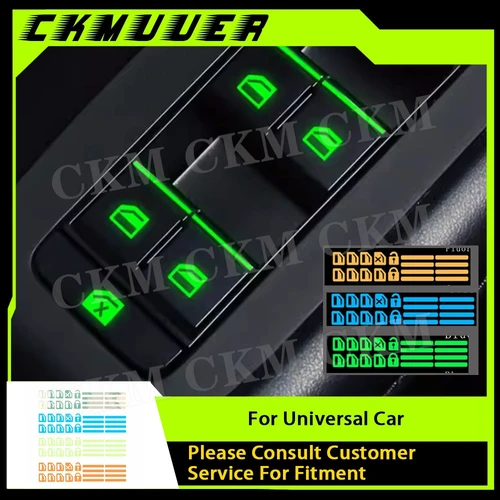 1 Juego de calcomanías luminosas para Panel de Control de ventanas de coche, decoración de interruptor de elevación de ventana de puerta, pegatina Interior de coche, accesorios para automóviles
