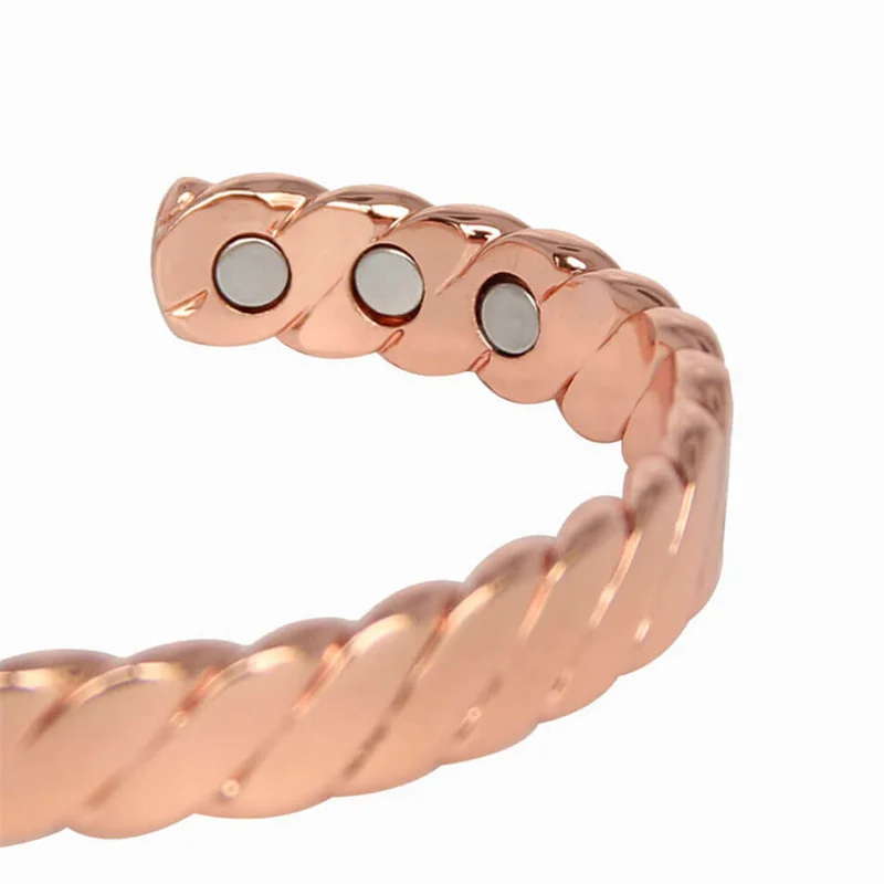 Twist Pattern Copper Magnetic Bracelet for Women, Bio Magnetic Therapy Anti Arthritis Pain Relief Adjustable Health Jewelry Gift