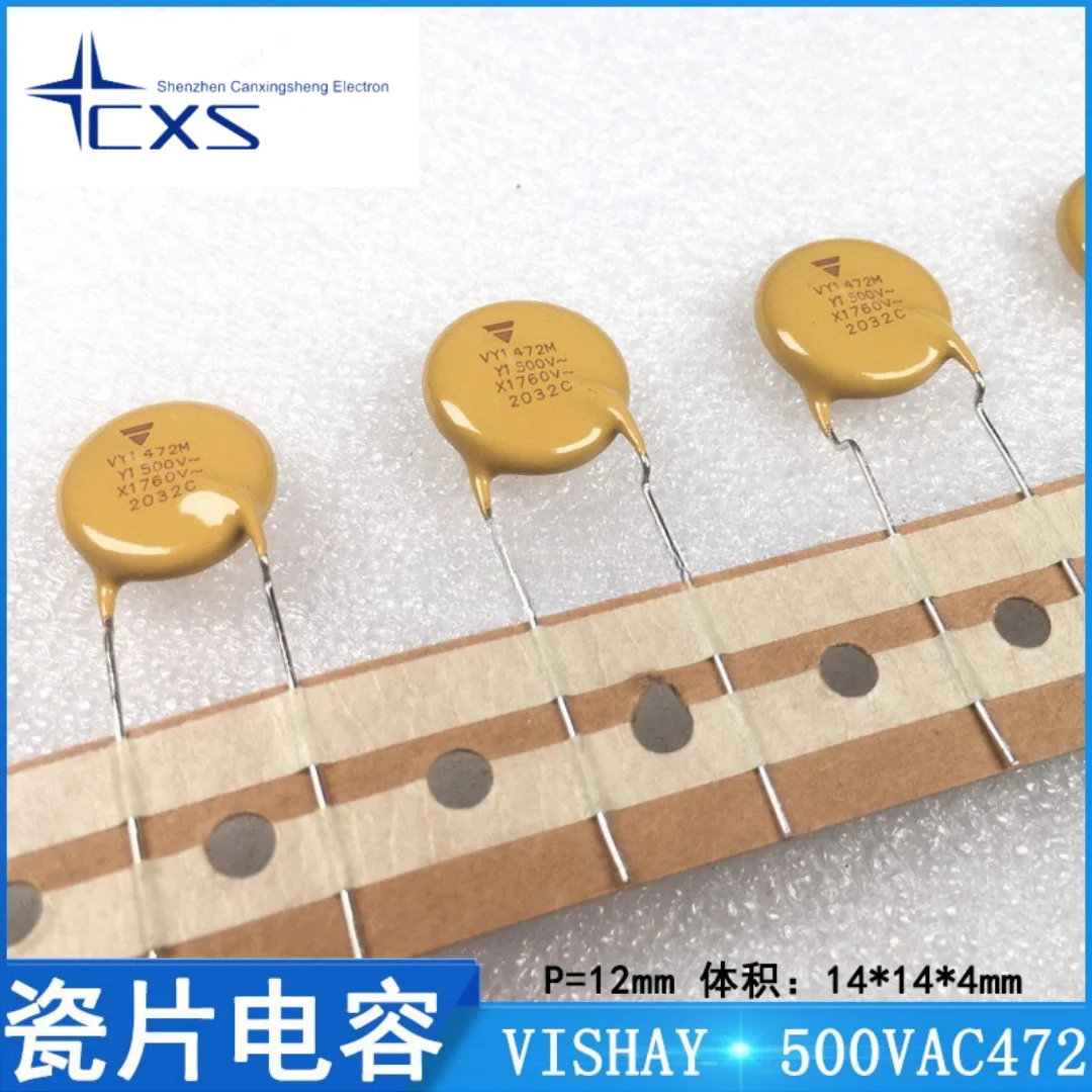 10pcs  Vishay VY1472M61Y5UC6UV0 500V 472M P=12mm 4.7NF Ceramic Dielectric Capacitors