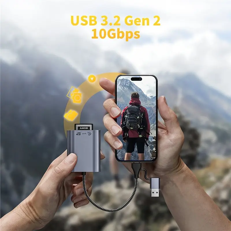 A13E-CFE/SD2.0 Cfexpress Type-A Reader 10Gbps USB 3.2 Gen 2 محول بطاقة الذاكرة ثنائي الفتحة لبطاقات SD Type-A