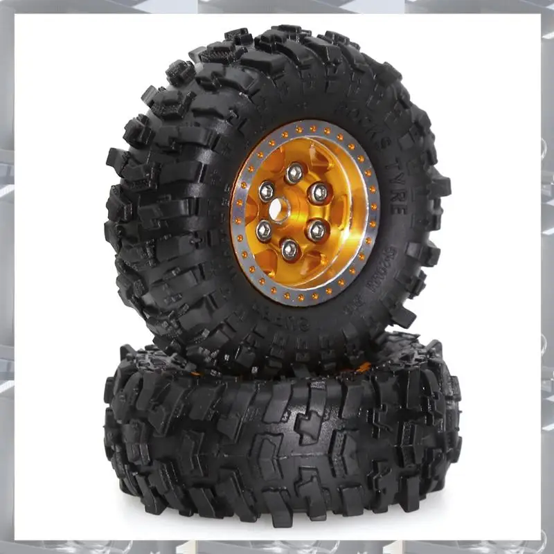 

A84F-4Pcs 51Mm Metal Beadlock Wheel Rim Rubber Tire Set For FCX24M Camel Cup 1/24 RC Crawler Car Upgrade Parts Accessories