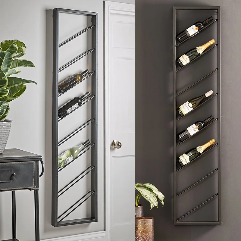 Vetrina per vino dal design antico, semplice e minimalista, rustico, da cucina, per panettiere, da parete, estetica, in metallo, per vinoteca