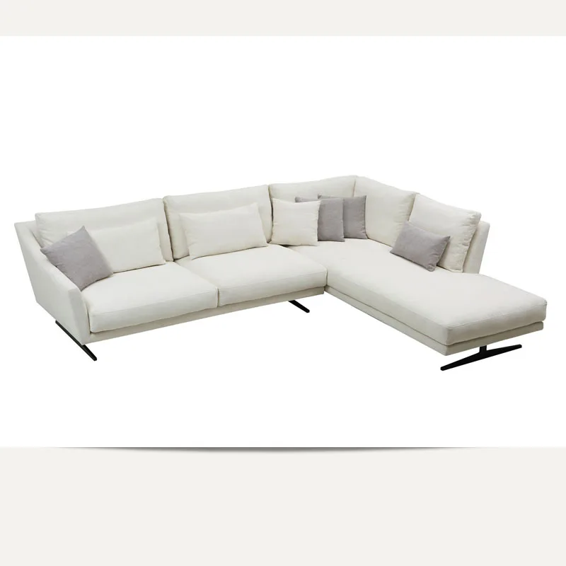 

for 2022 Comfortable White Fabric Feather Sofa Set for Living Room Wood Indoor Hotel/Apartment Use with Corner Feature
