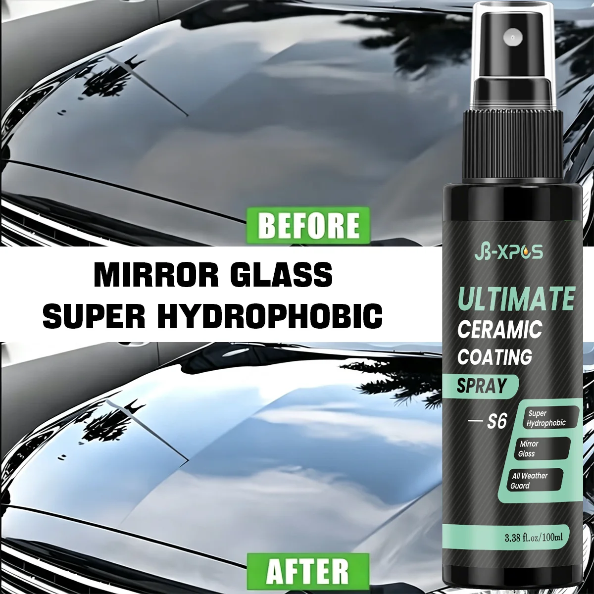 JB‑XPOS Ultimate Ceramic Coating Spray Super Hydrophobic Mirror Gloss All Weather Guard Auto Paint Surface Care YT0206