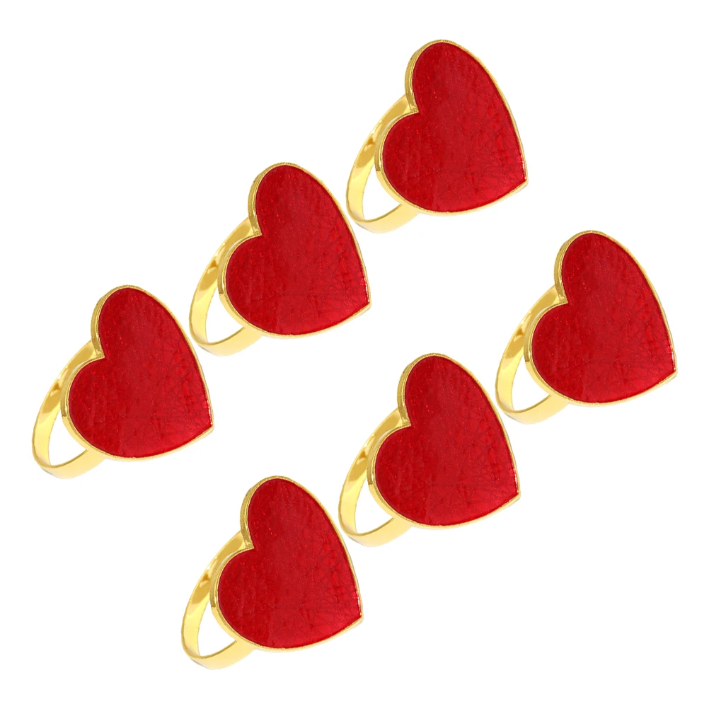 

6 шт. кольца для салфеток в форме сердца, красные пряжки, материал, украшения для свадебной вечеринки на день Святого Валентина, кухонные принадлежности для бара