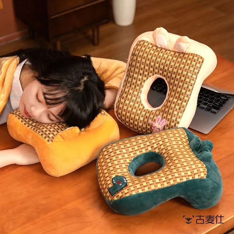 summer-ice-silk-nap-pillow-desk-slumber-pillow-student-office-sleeping-aid-soft-cushion-universal-comfort-for-all-ages