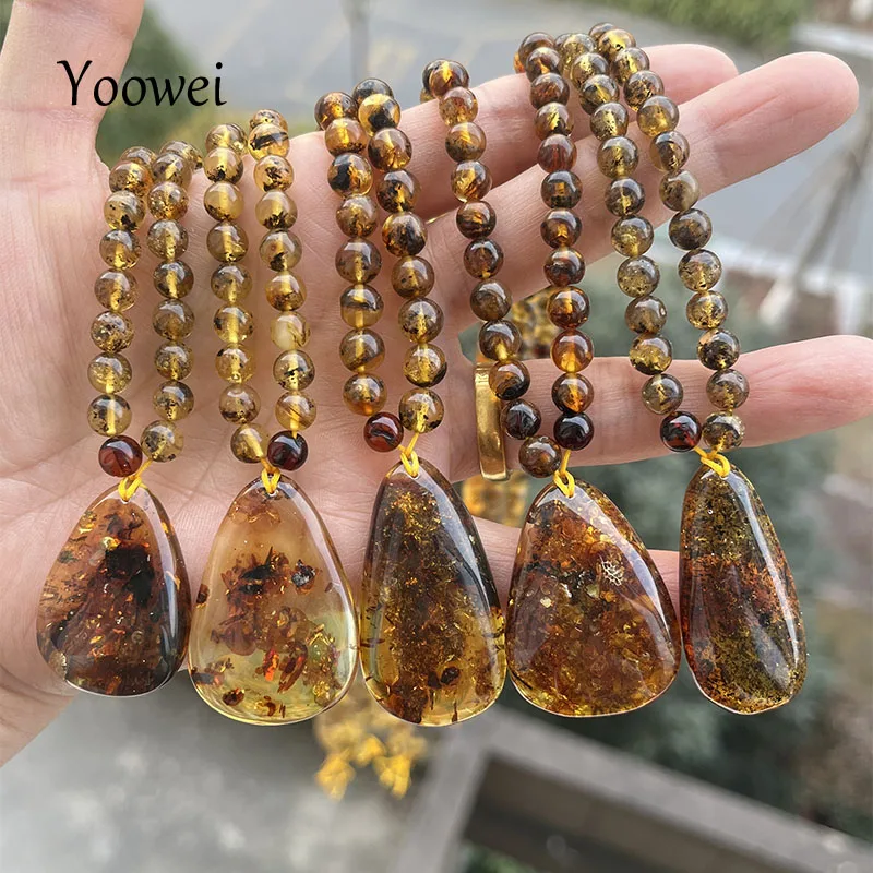 6mm Natural Amber Pendant Necklace Unisex Gift 2025 New Unique Genuine Diy Beads Bracelet 100% Real Plant Original Amber Jewelry