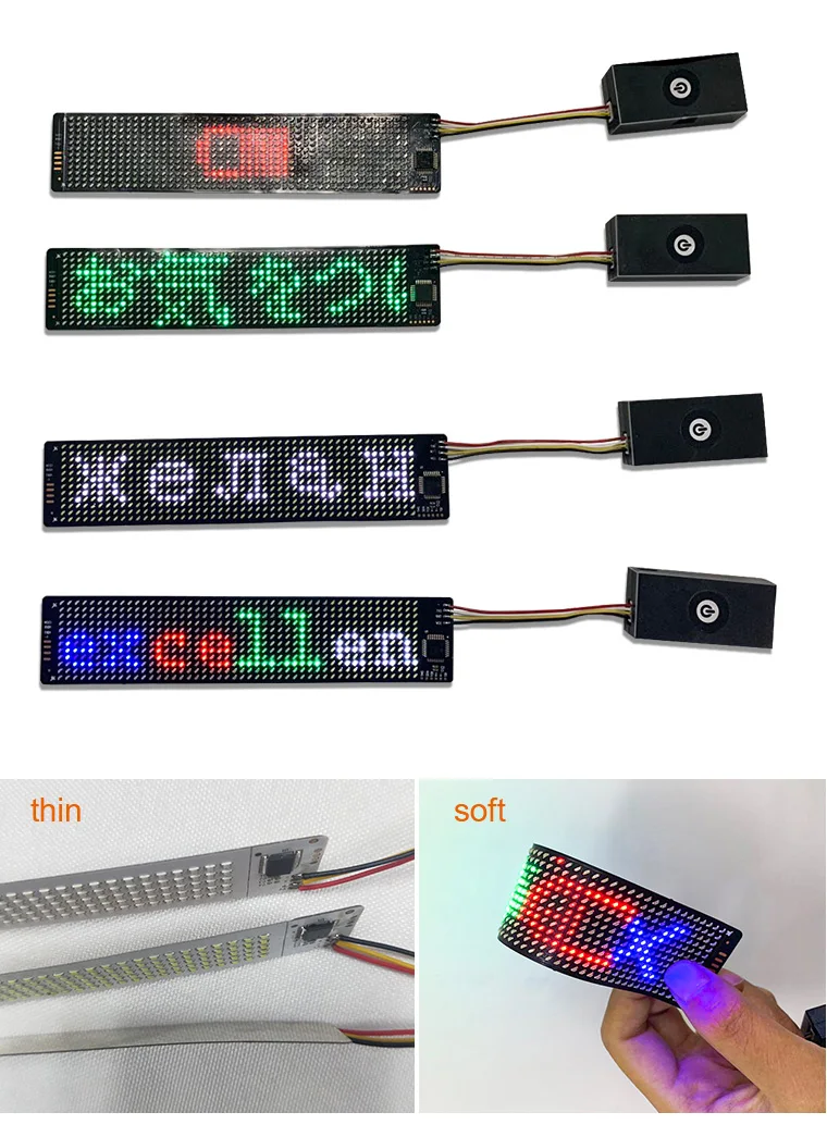 BT APP Programmable Flexible DIY LED Display Curve Decorative Cloth Hat Helmet Insert Luminous Flexible Led Matrix DisplayScreen