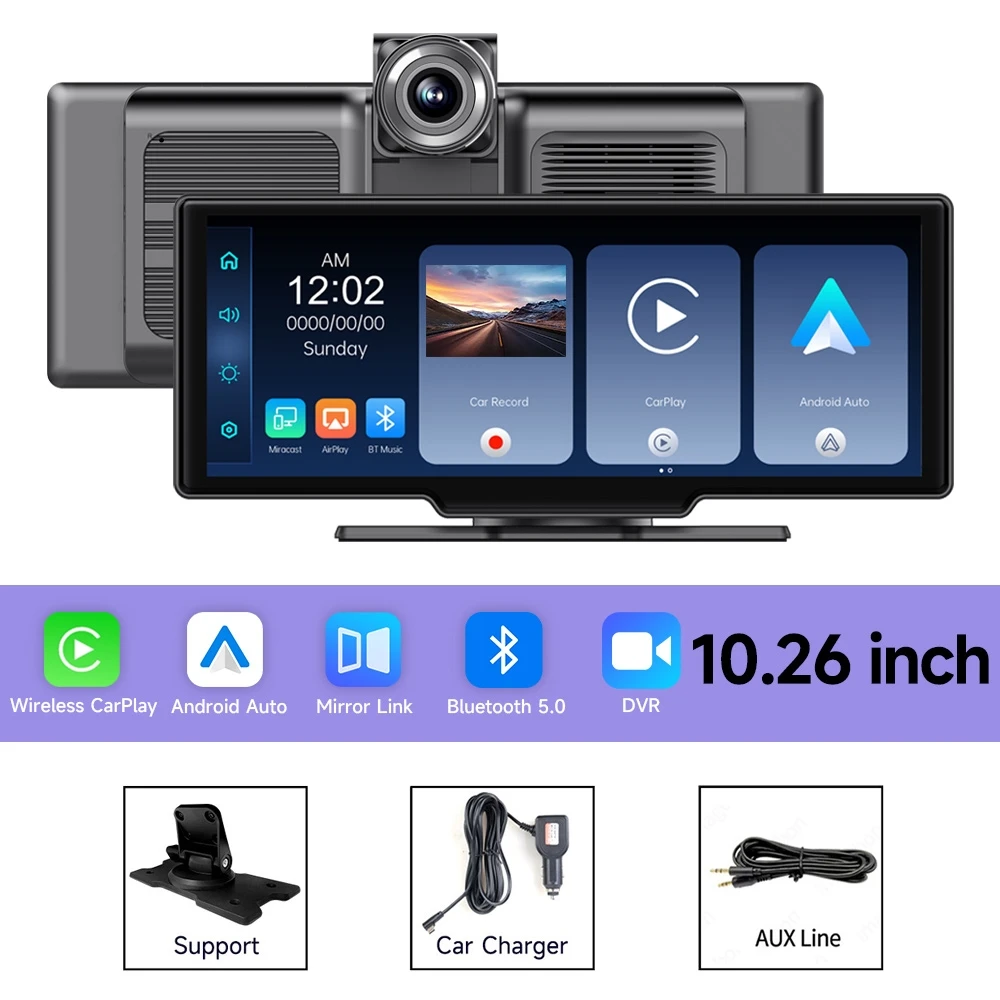 6/7/10.26/11.26'' Dashcam Auto DVR Draadloos Carplay Android Auto Display Scherm Smart Car Radio Systeem Video Dubbele Lens Recorder