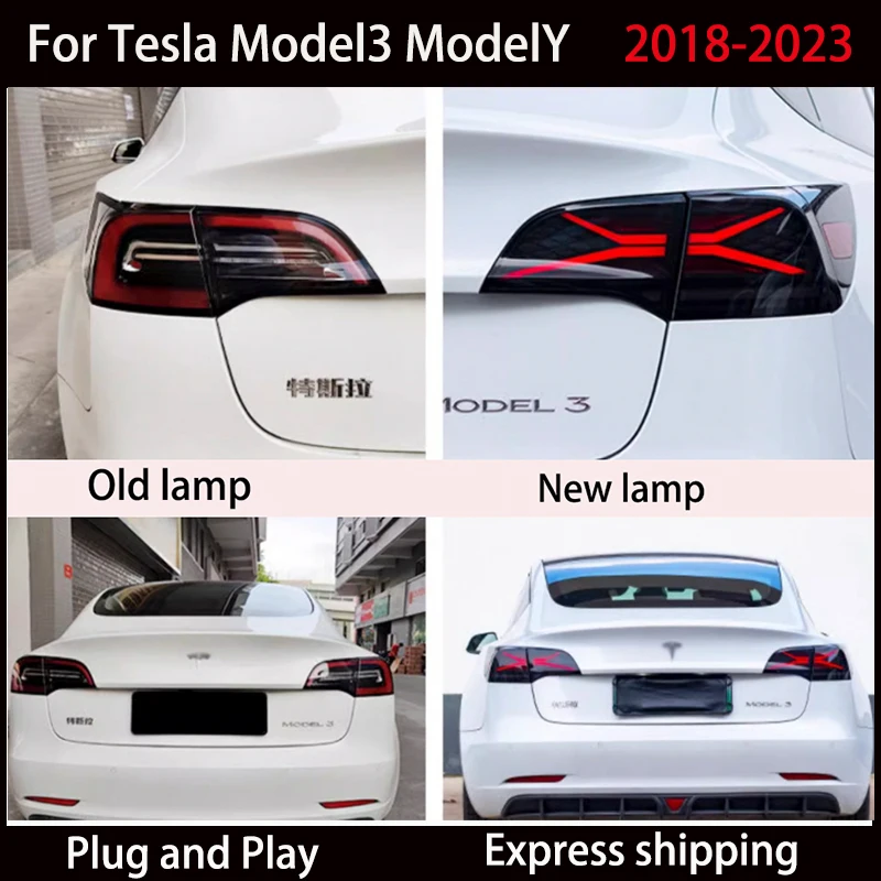 Taillights For 2018 2019 2020 2021 2022 2023 Tesla Model 3 Model Y Car Start Up Animation Rear Lamp X-men Taillight Assemblys