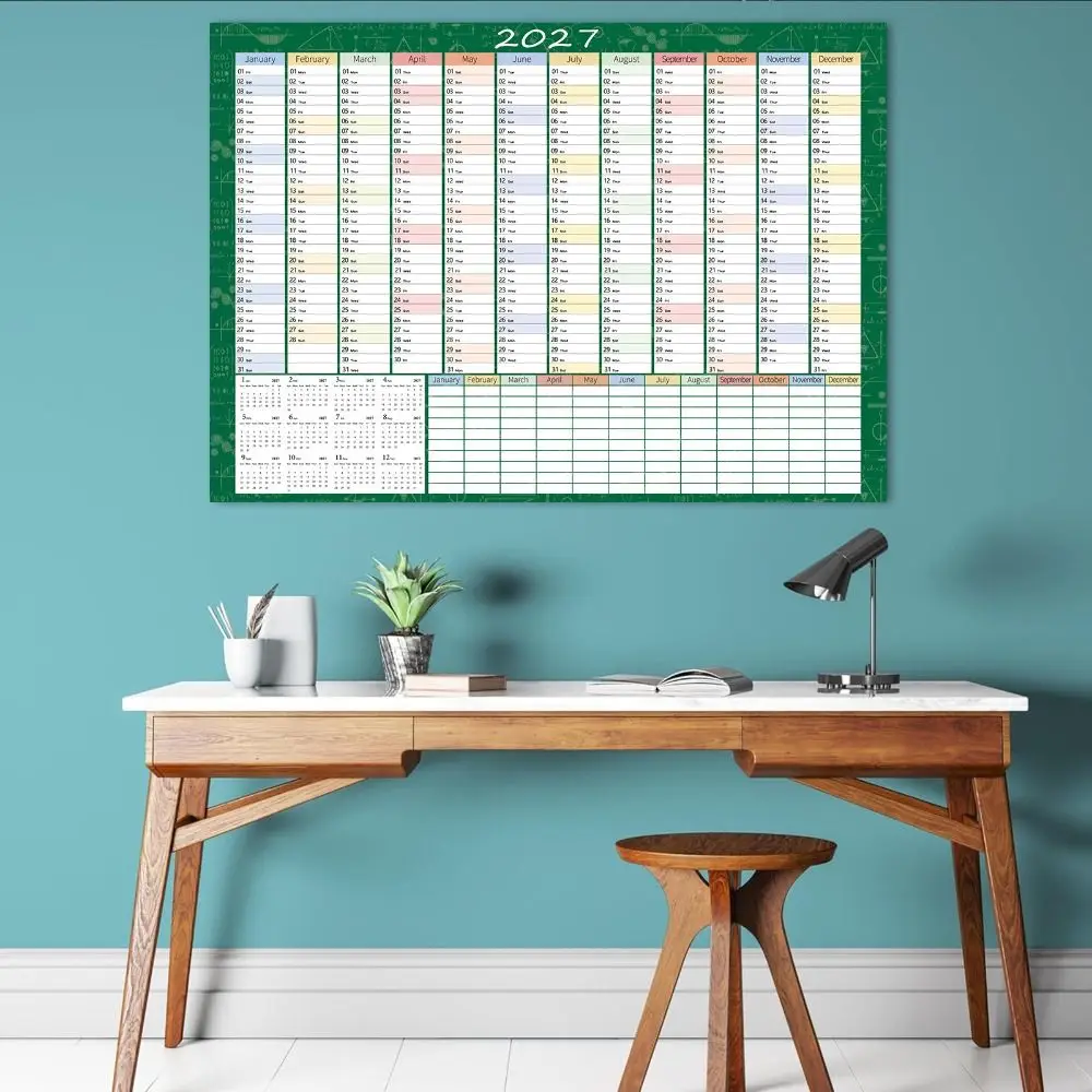 Paper 2027 Wall Calendar Writable Planning Grid To Do List Schedule Calendar Planner Sheet Multicolor Layout Agenda Organizer