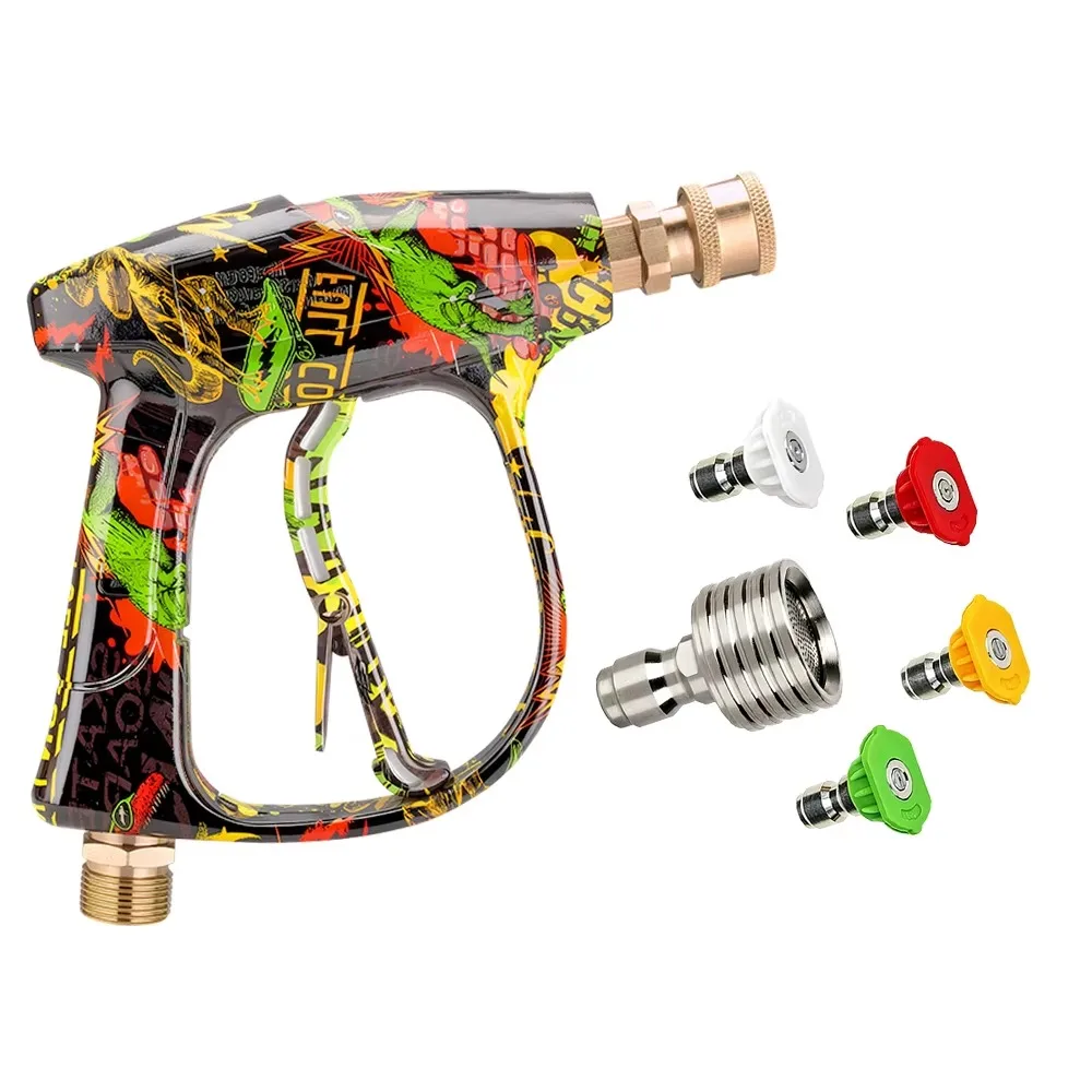 Household & Outdoor Cleaning Graffiti Car Wash Gun, Ergonomic Design with 4 Multi‑Purpose Nozzles and Stainless Steel Tip