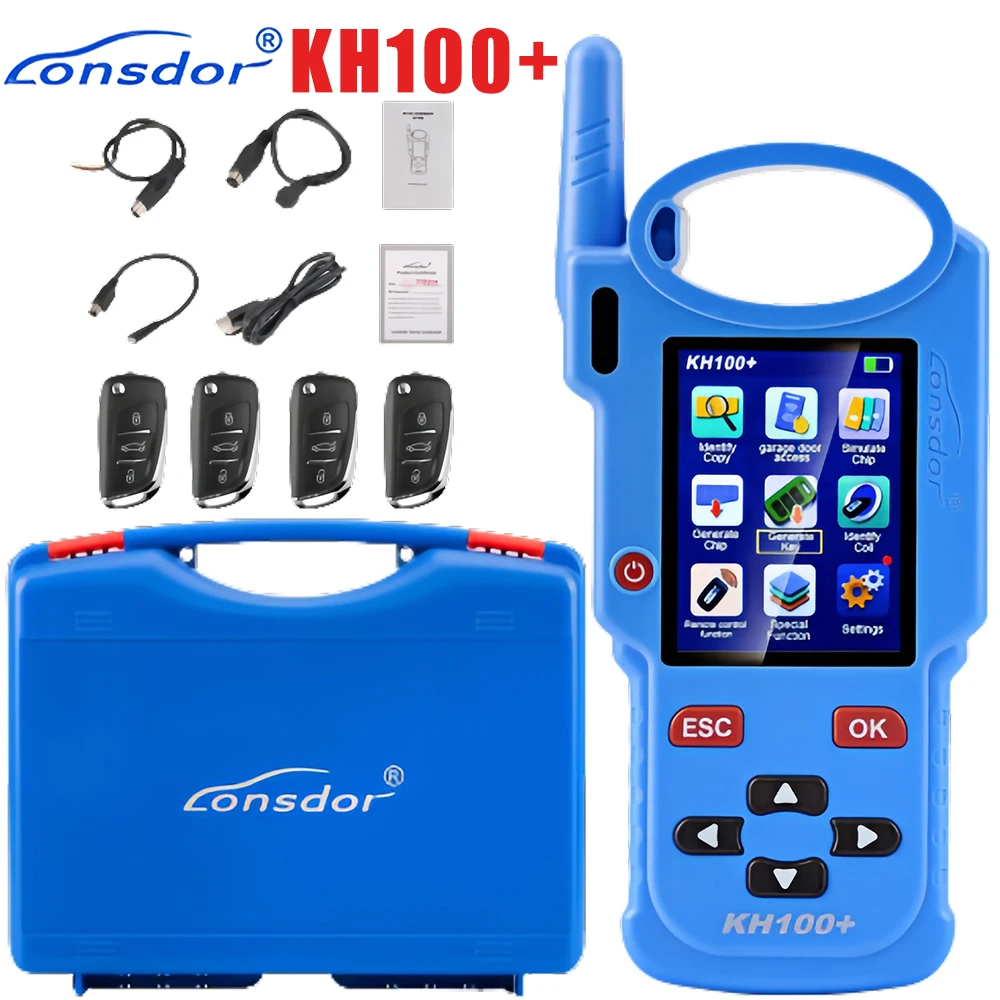 Blue Lonsdor KH100+ Remote Maker Key Programmer Update Online Supports Indian TATA Mahindra Maruti