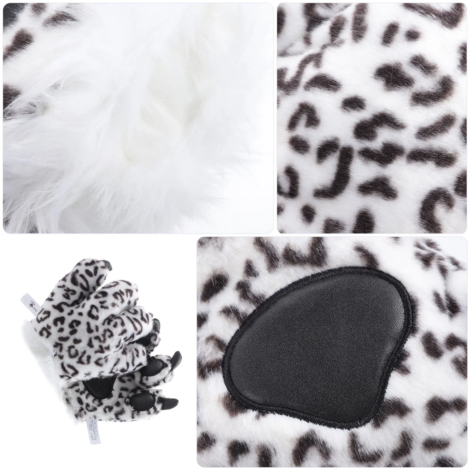 

1Pair Animal Claw Gloves Snow Leopard Paw Shape Thick Warm Gloves Winter Mitts Cosplay Halloween Party Decoration