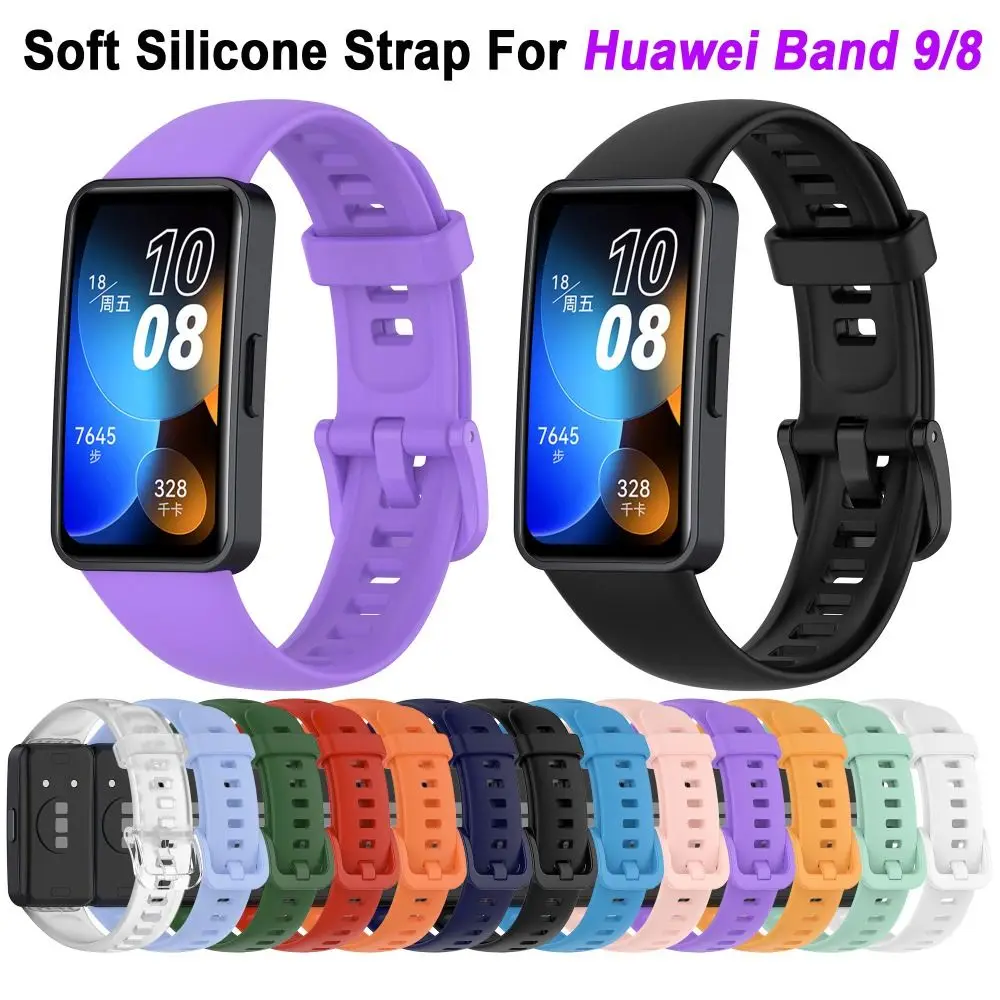 ใหม่ซิลิโคนอ่อนนุ่มสําหรับ Huawei Band 9/8 นาฬิกาสร้อยข้อมือกีฬาสําหรับ Huawei Band 8 อุปกรณ์เสริมนาฬิกาสมาร์ท