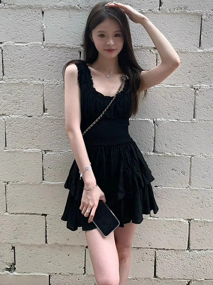 Vestido  Preto E e Emaecedor, Sem Alças, Estilo Saia em Camadas, Nova Chegada de Verão, Roupas Fenas, Saia C...