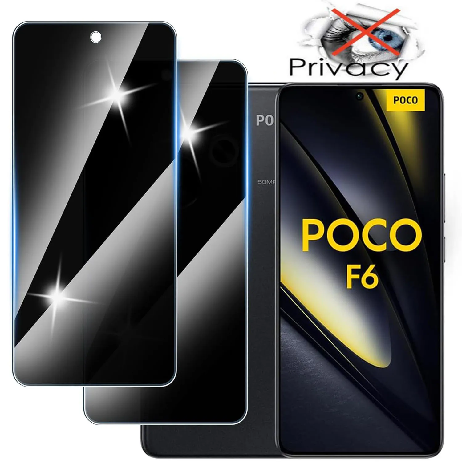 For Xiaomi POCO F6/F6 Pro 5G Privacy Tempered Glass 2Pcs Screen Protector 9H