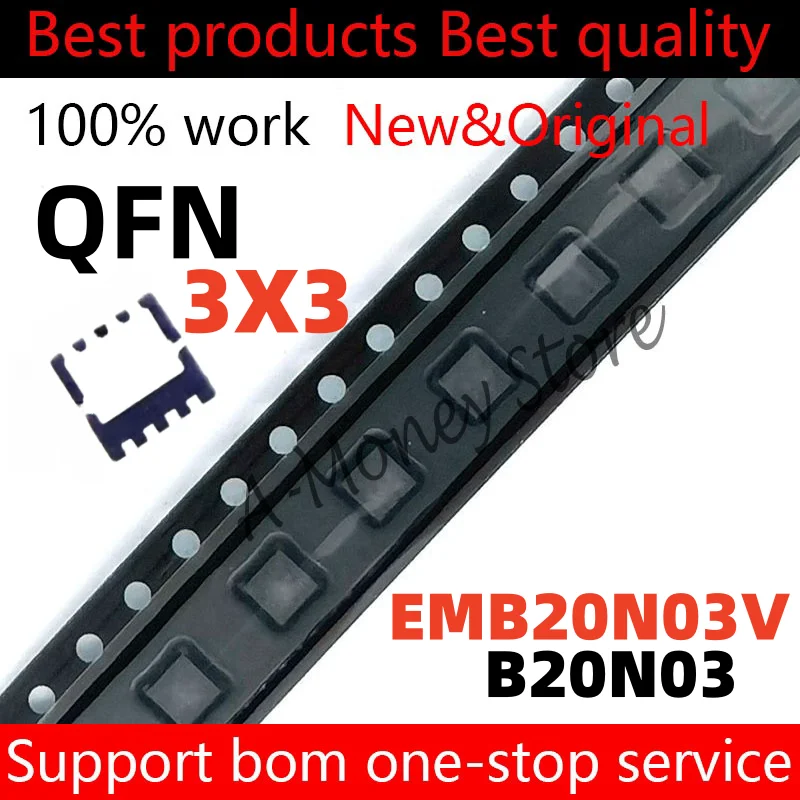 (5-10pcs)EMB20N03V EMB20N03 B20N03 QFN-8