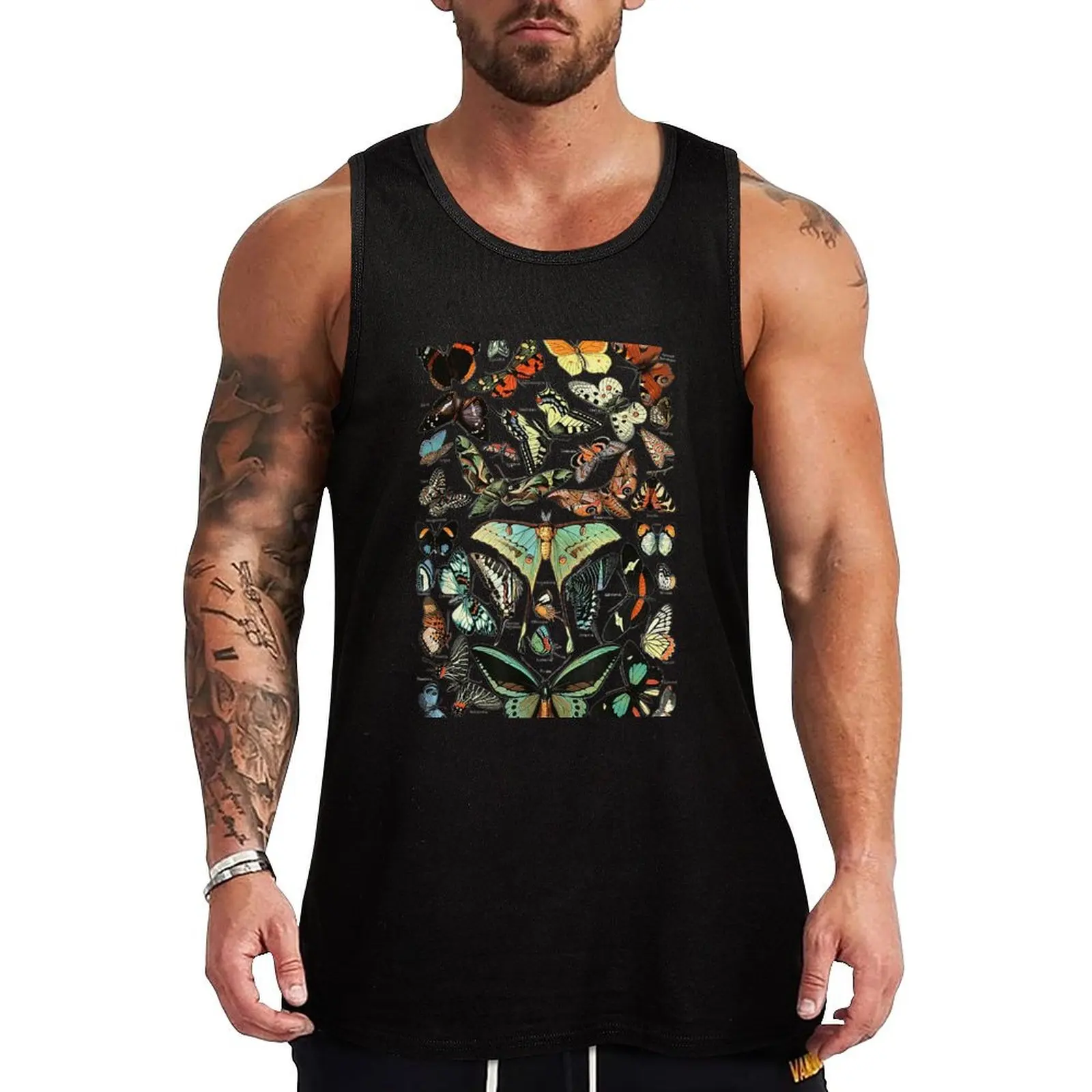 botanical butterflies pattern Tank Top Japanese t-shirt bodybuilding men clothes men gym Bodybuilding shirt