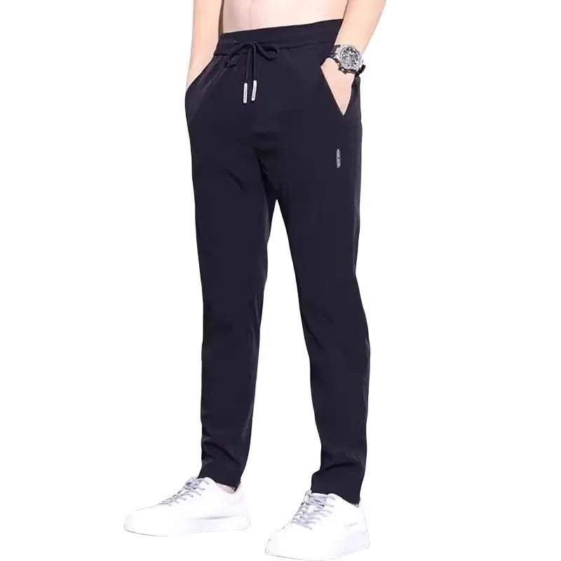 Ice Silk Casual Long Pants Men's New Straight Loose Summer Thin Western Pants Slimming Air Conditioned Sports Pants