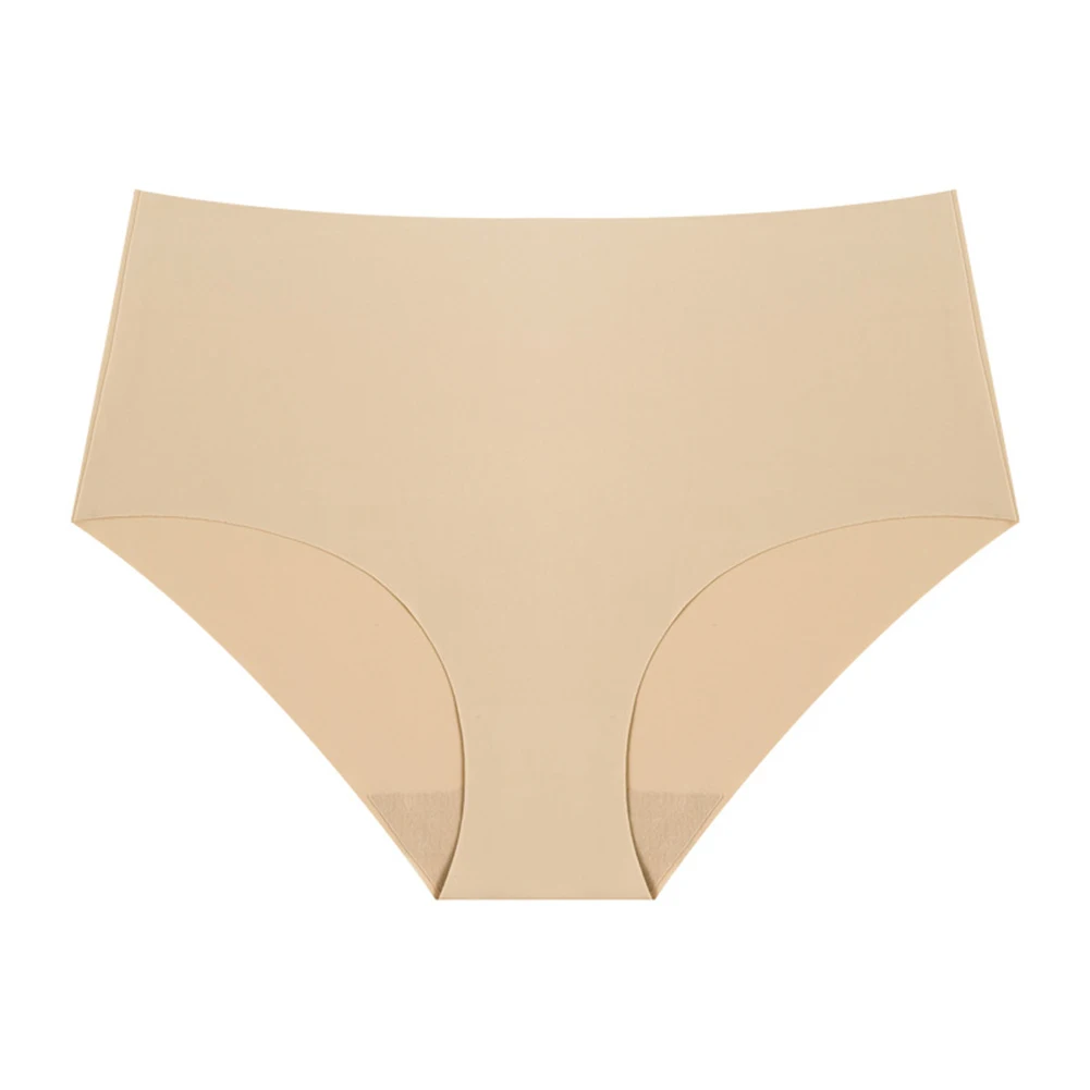 Ice Silk Polyester Seamless Briefs Womens High-Rise Solid Color Underwear for Summer Vacation Cycling and Outdoor Use