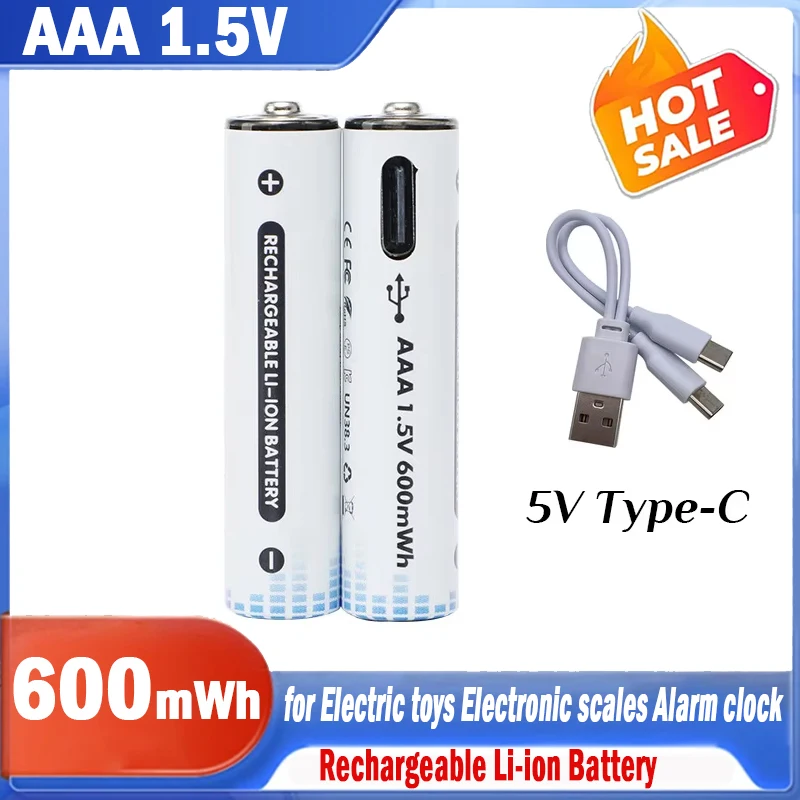 new 1.5V AAA Rechargeable Batteries 600mWh Li-ion Battery USB Type-c Fast Charge For Remote Control Mouse Electric Toys cell