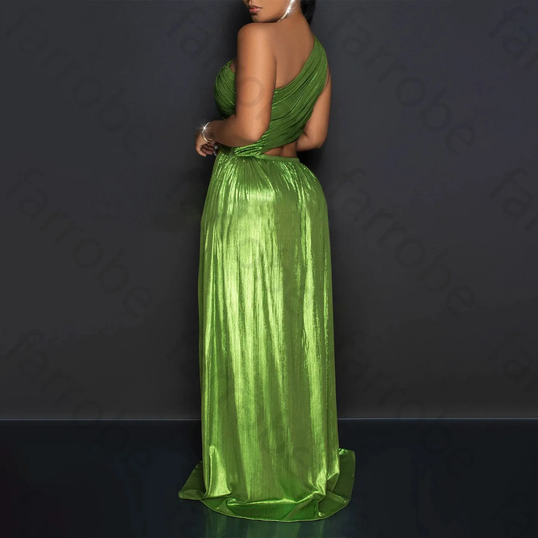 Abiti da sera eleganti con spacco laterale senza maniche monospalla Abito sexy con pieghe Squisiti abiti da ballo di alta qualità personalizzati