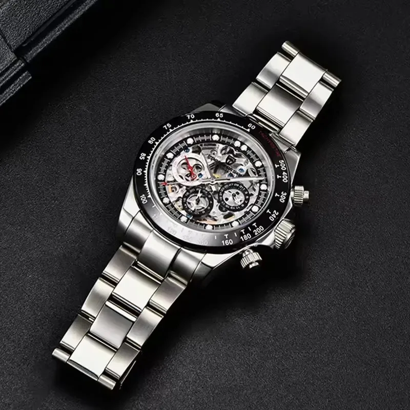 PAGANI DESIGN Automatic Watch top brand luxury Rainbow circle skeleton Mechanical Wristwatch men Stainless Steel watches for men