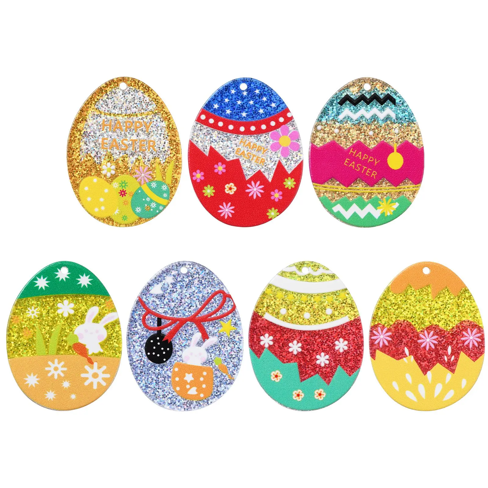 

Pandahall 14Pcs 7 Styles Acrylic Easter Charms Cute Easter Egg Rabbit Charms Colorful Bunny Pendant for DIY Jewelry Making