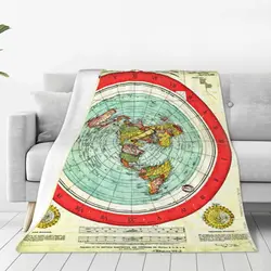 Soft Durable Blanket Camping Gleason 1892 Flat Earth Map Throw Blanket Nature Flannel Bedspread Bedroom Graphic Sofa Bed Cover