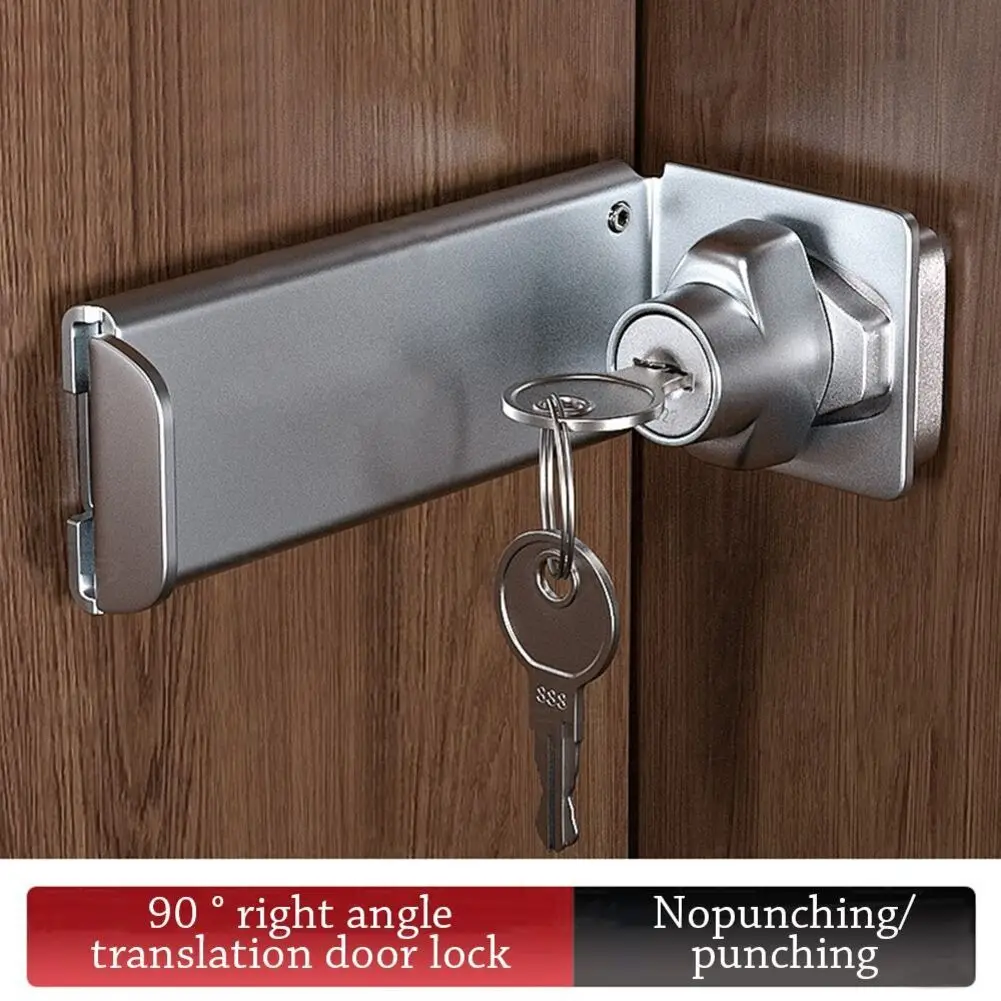 Right Angle Latch Lock 90 Degree Door Hasp for Sliding Barn For Gate Cabinet with Key Rustproof Steel Construction