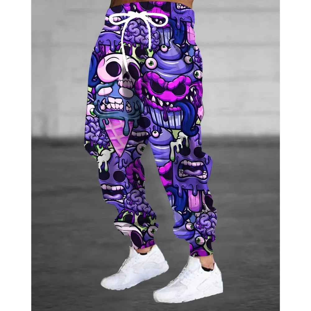 موضة الرجال 2026 Sweatpants الجمجمة المطبوعة ركض سليم صالح السراويل سراويل صالة غير رسمية مع جيوب الخريف الشتاء الشارع الشهير #2