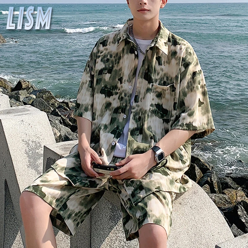 Summer Men's Sets Two-Piece Shirt and Shorts Hawaiian Beach Tracksuit Casual Oversized Outfits Short Suit Holiday Clothing Sets