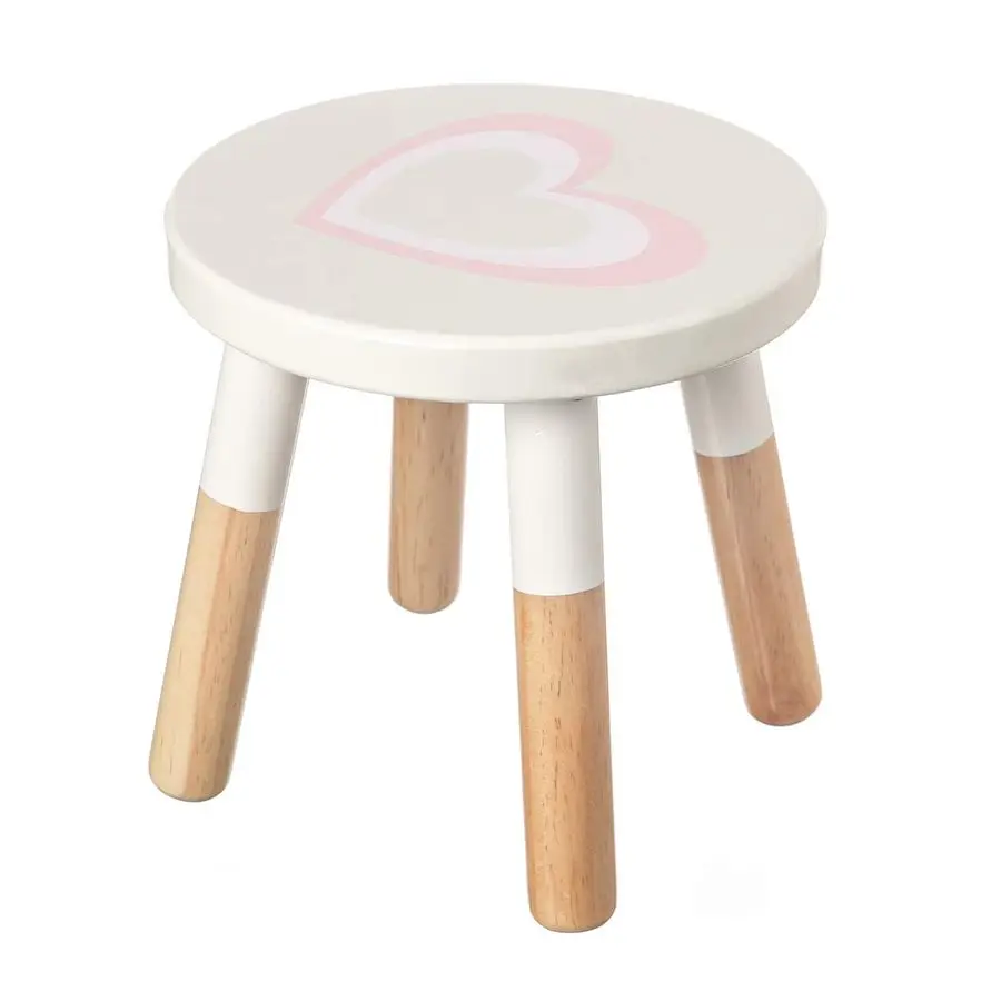 Wooden Kids Stool for Sitting, 9.1 Inch Solid Hard Wood Chair, HandPainted FourLegged Stool for Toddler, Children, Bedroom, Play