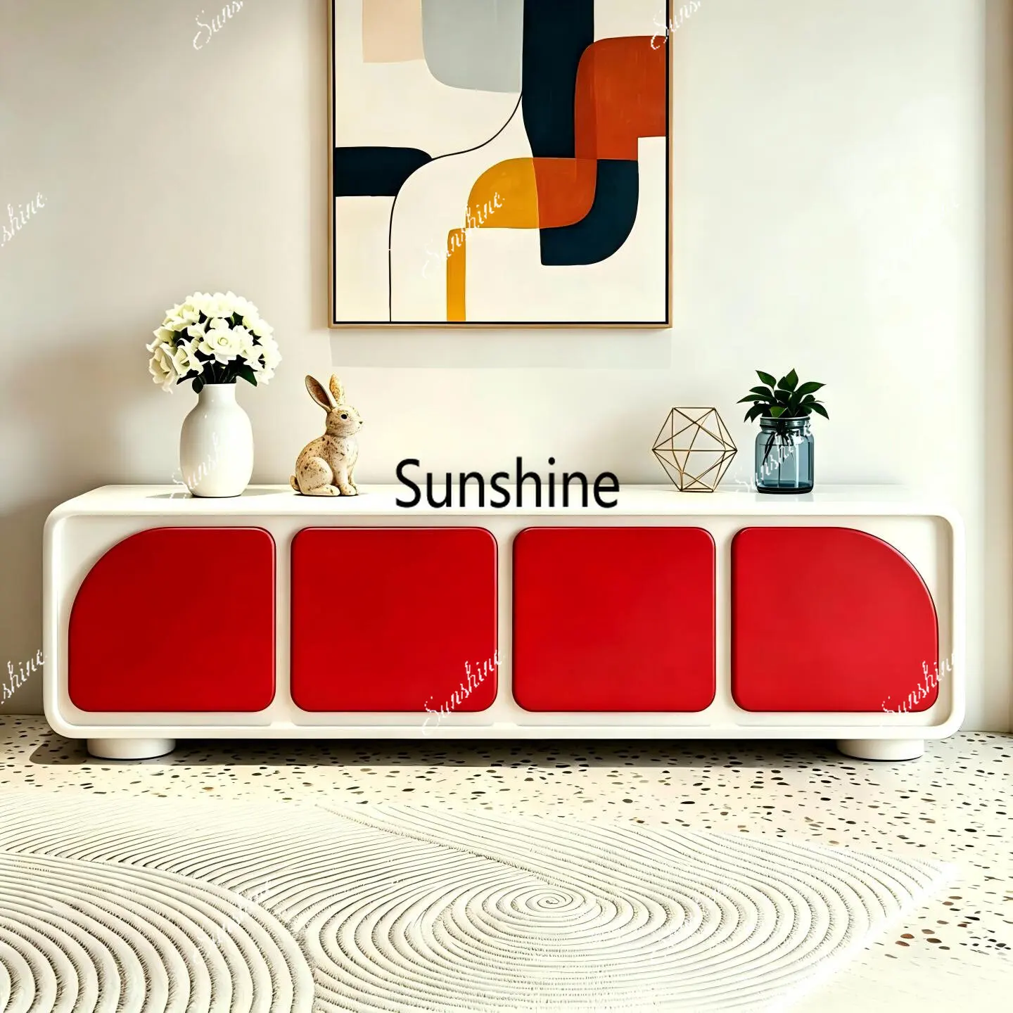 Painted TV cabinet Modern simple living room audio-visual cabinet Household locker