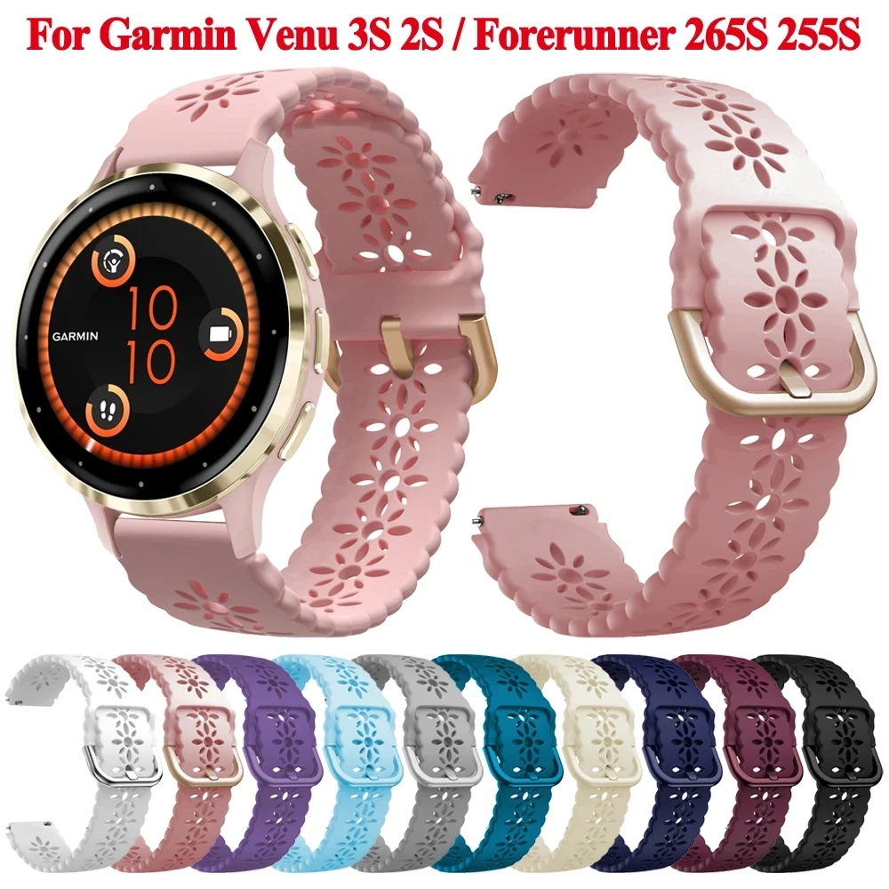 18mm Watchband Bracelet For Garmin Venu 3S 2S/Forerunner 265S 255S/Vivoactive 4S Strap Silicone Girl Women Smart Watch Wristband