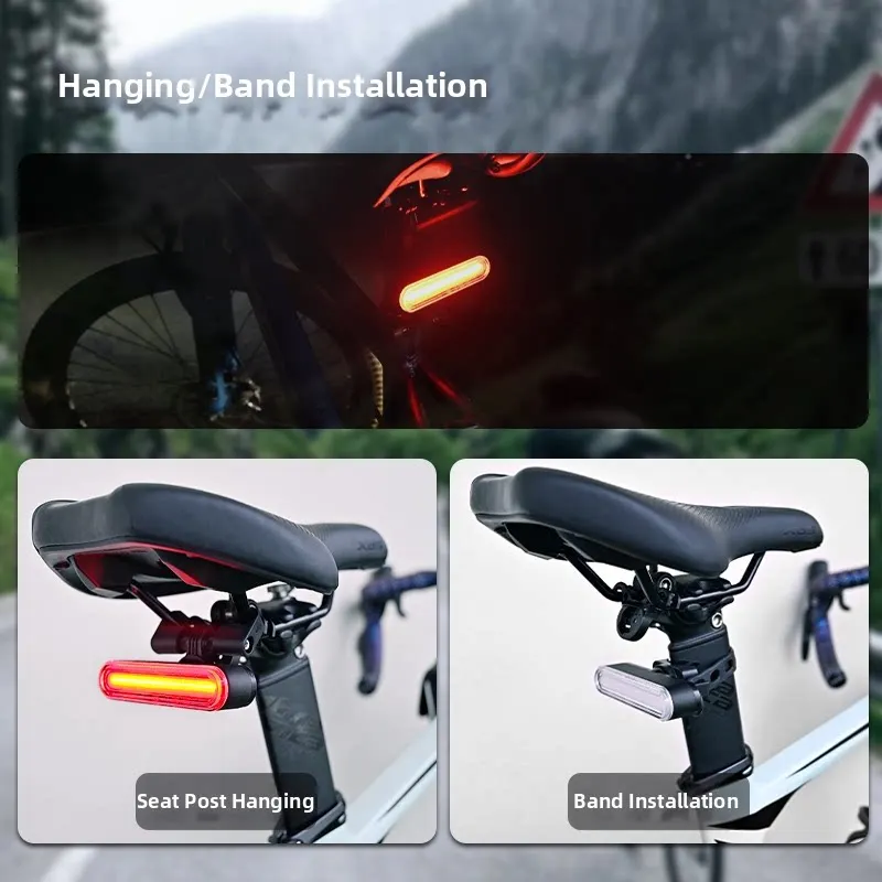 Super Bright Smart Brake Sensing Bike Tail Light Long Runtime Flash Breathing Warning Light for MTB Road Bike Night Riding