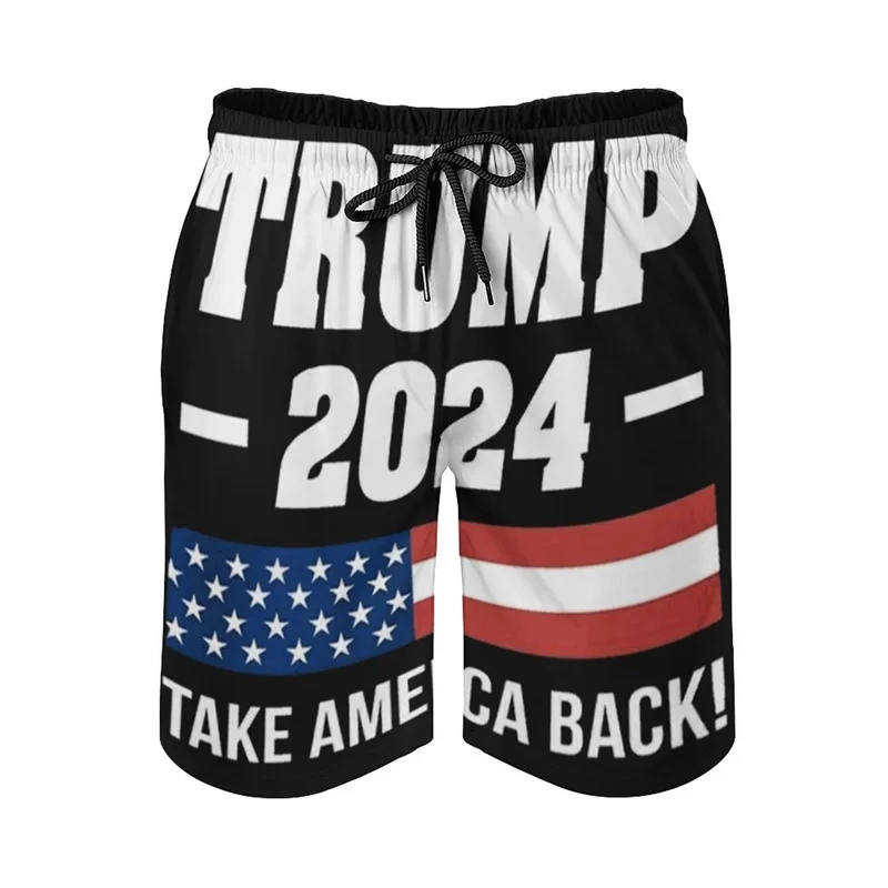 New In Donald Trump 3D Print Beach Shorts American President Trump 2024 Swimming Trunks Surfing Board Shorts Male Funny Clothes