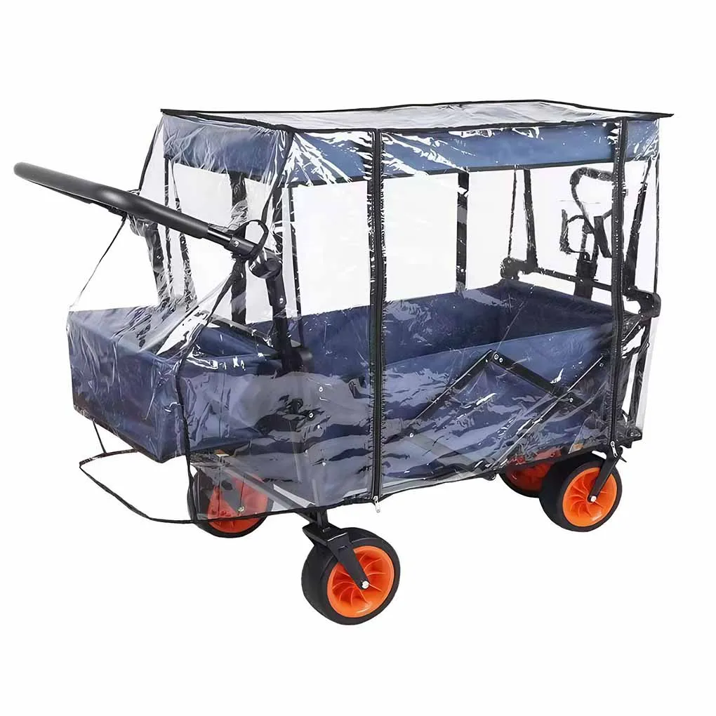 في الهواء الطلق عربة التخييم غطاء المطر طوي شفافة إيفا الغبار الغبار يندبروف غطاء مقاوم للماء دفع سحب عربة أغطية المطر #5