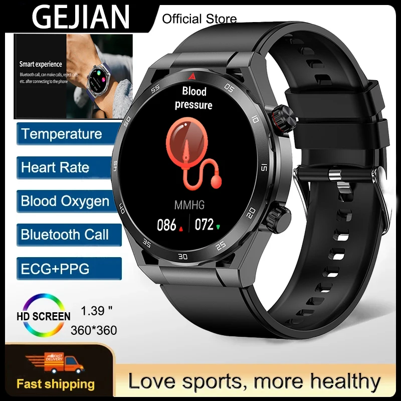 

GEJIAN New Health Smart Watch Bluetooth Call Heart Rate Blood Pressure monitoring IP68 100+Sports Mode Tracker Smartwatch 2026