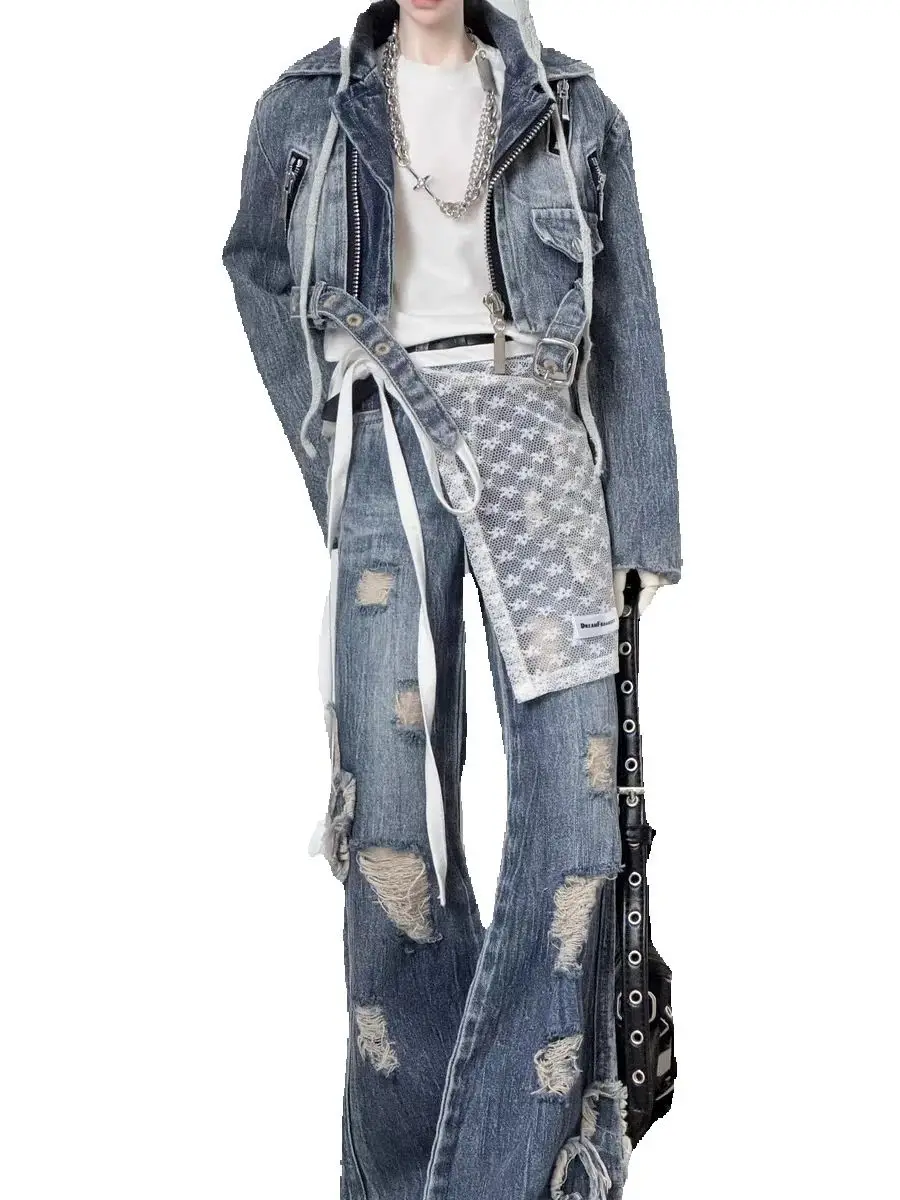 BJD doll clothes suitable for Uncle 70 ID75  77 size new washed denim jacket+denim pants two-piece set for men